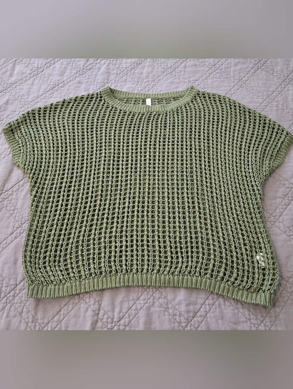 Sage Crochet / Open-Weave Crop Sweater Top